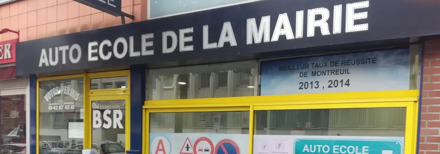 Devanture de l'Auto-École de la Mairie à Montreuil